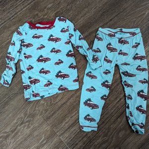 Kickee Long Sleeve Christmas Pajama Set in Iceberg Trucks and Trees